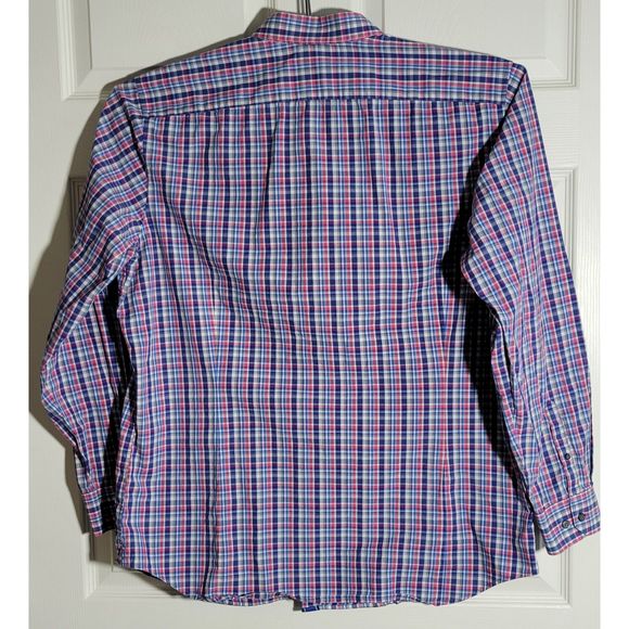 Banana Republic Men's XL Slim Fit Button Up‎ Blue Plaid Shirt Pre-Owned - Picture 3 of 10